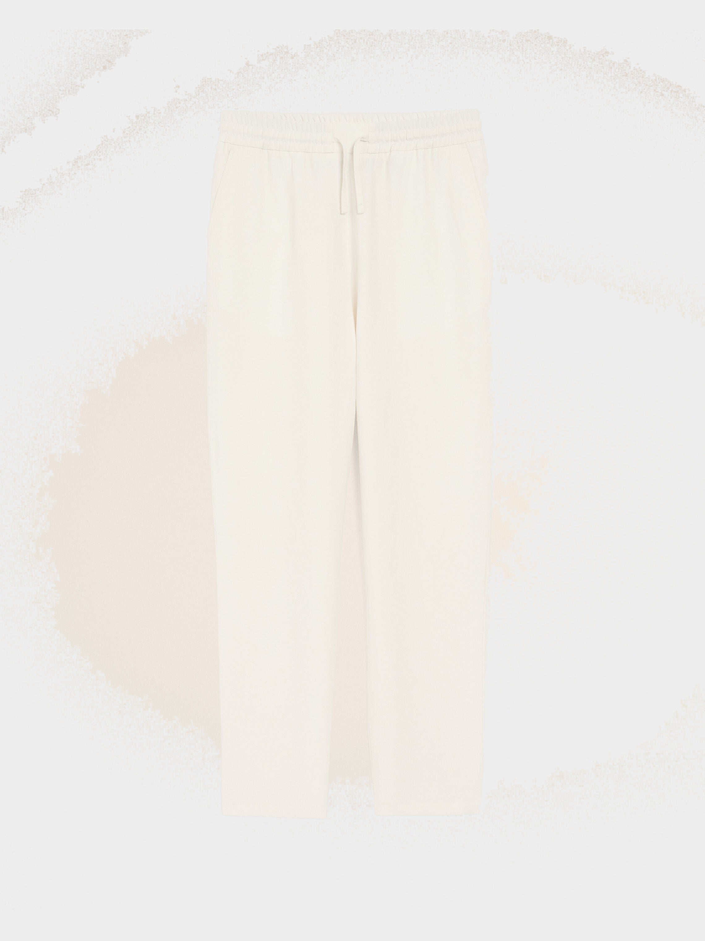Pantalon Blanc Taille Elastiquée en Lin Mélangé