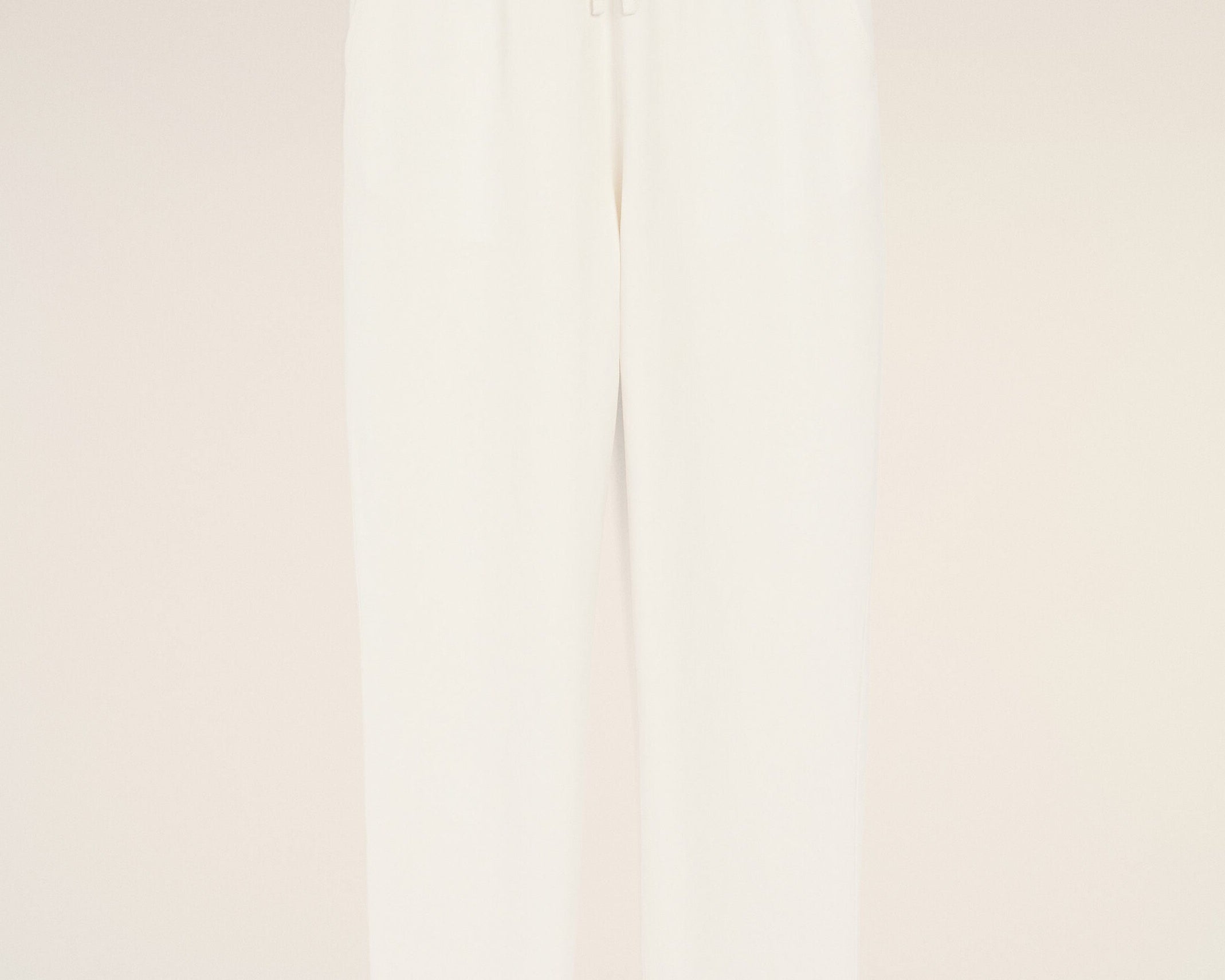 Pantalon Blanc Taille Elastiquée en Lin Mélangé