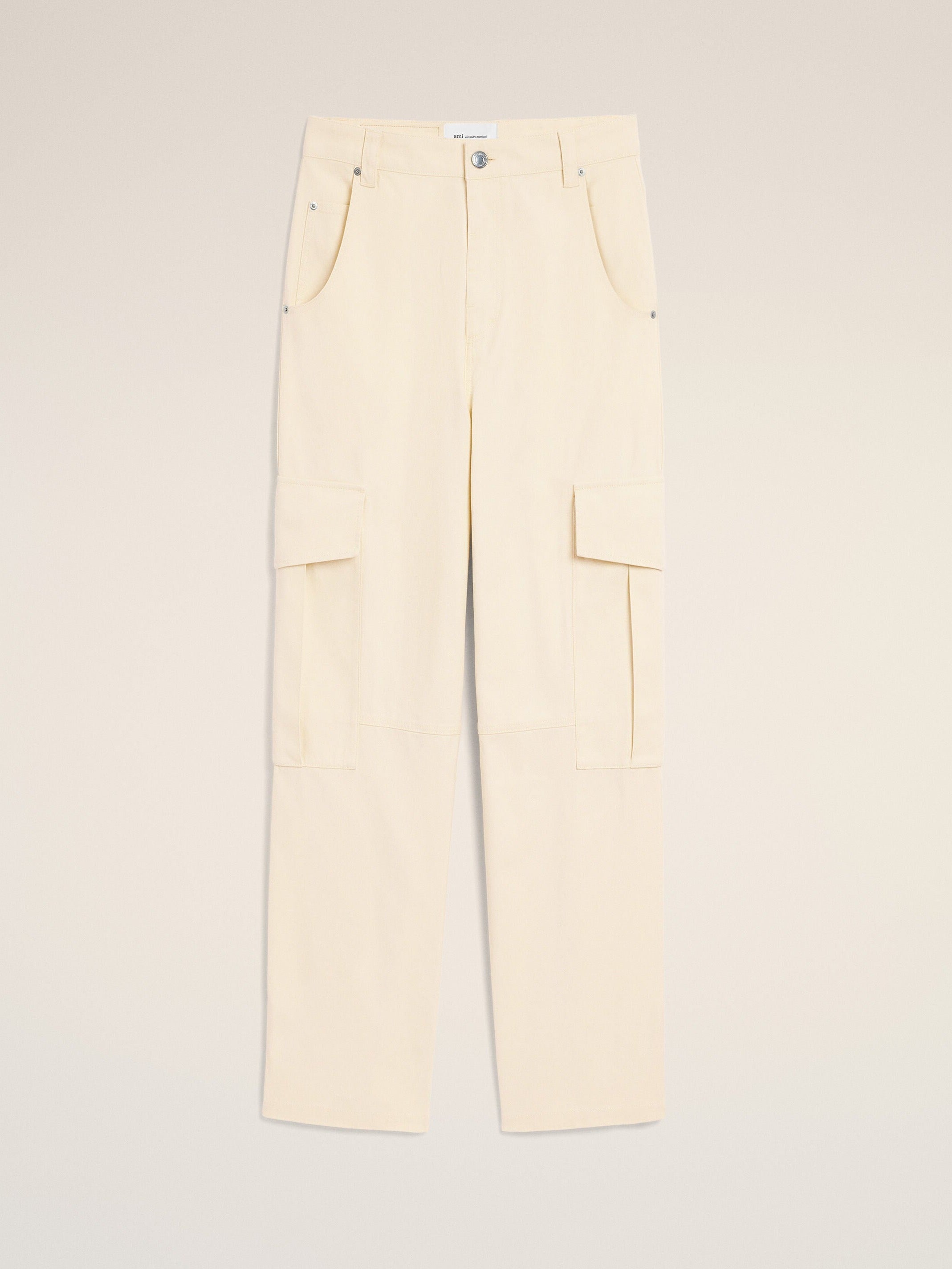 Pantalon cargo blanc coupe baggy en coton