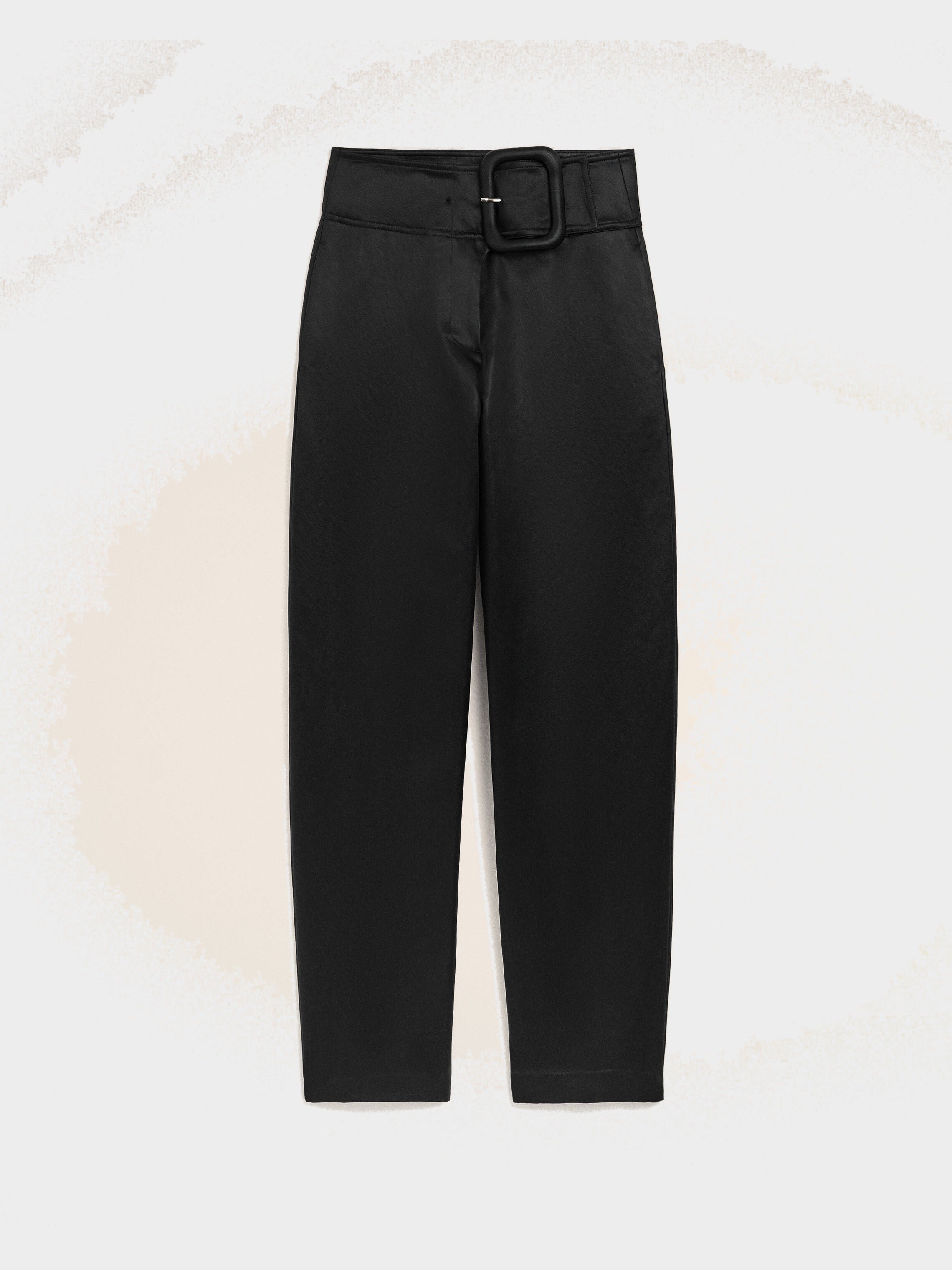 Pantalon Noir Avec Ceinture A Boucle en Satin