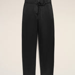 Pantalon Noir Avec Ceinture A Boucle en Satin