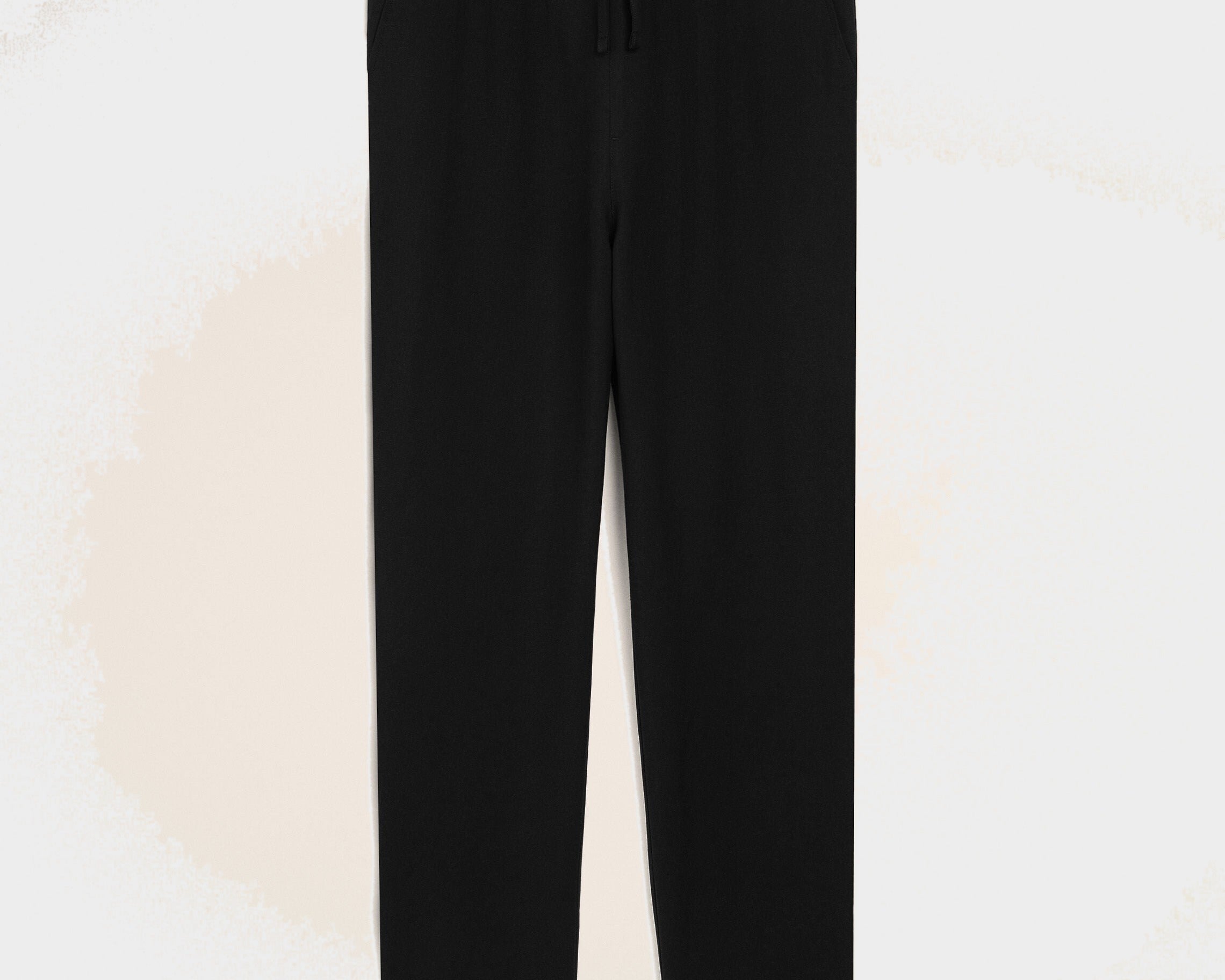 Pantalon Noir Taille Elastiquée en Lin Mélangé