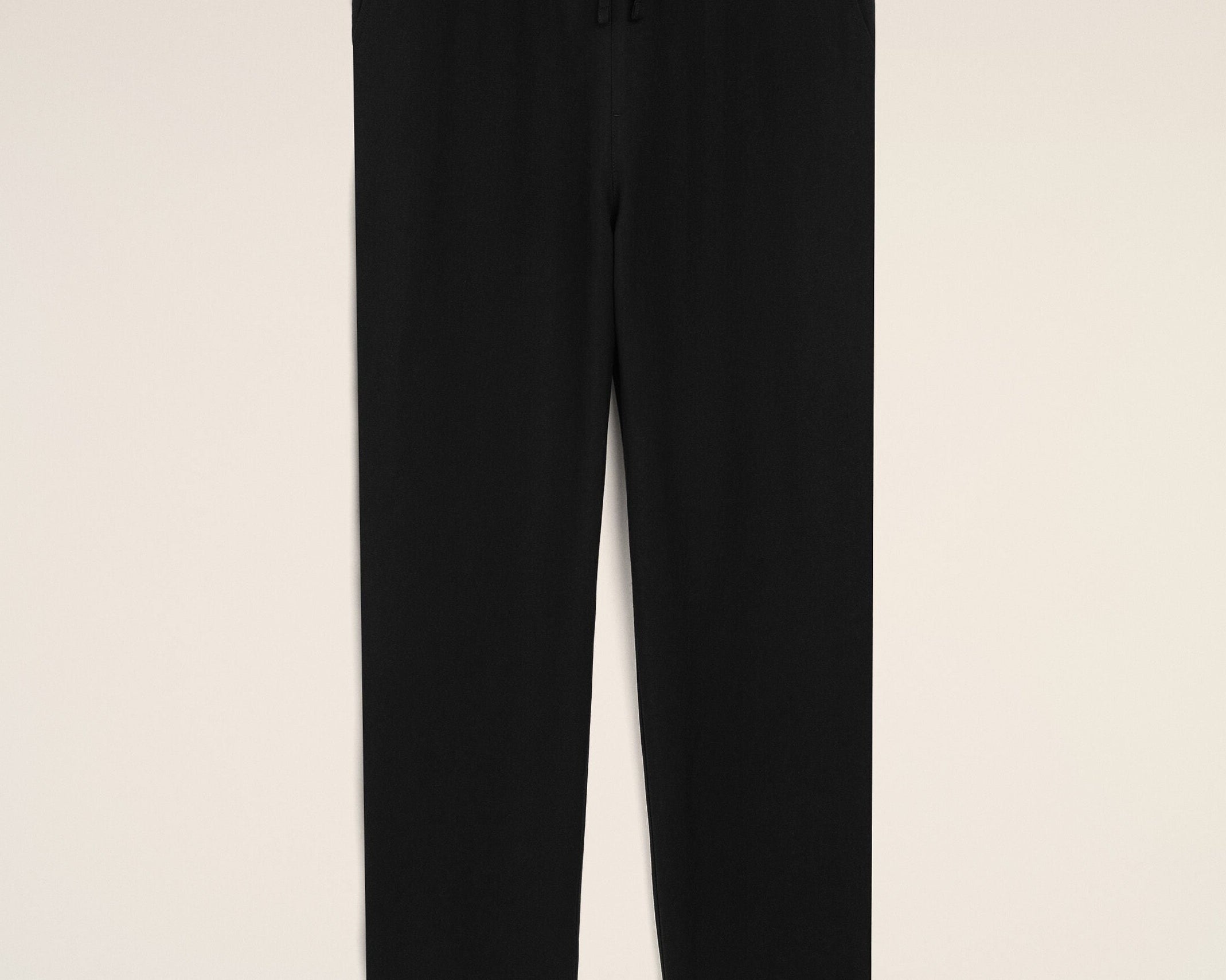 Pantalon Noir Taille Elastiquée en Lin Mélangé