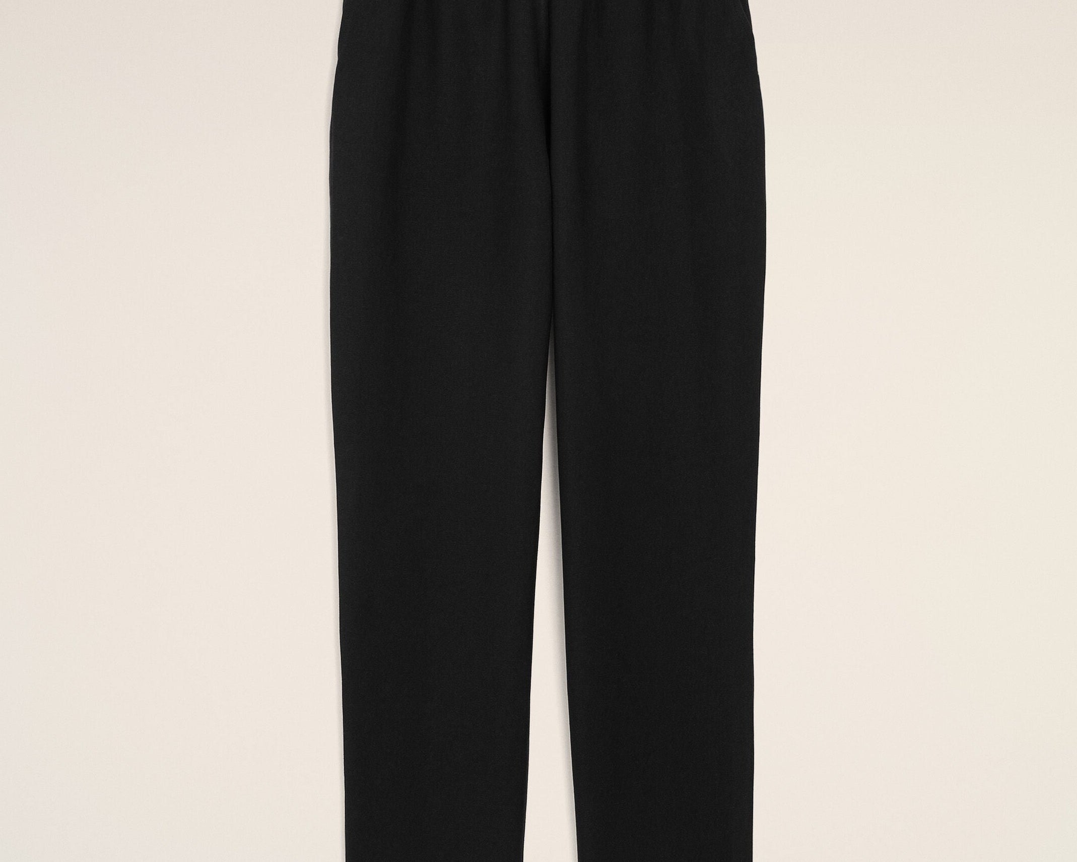 Pantalon Noir Taille Elastiquée en Lin Mélangé