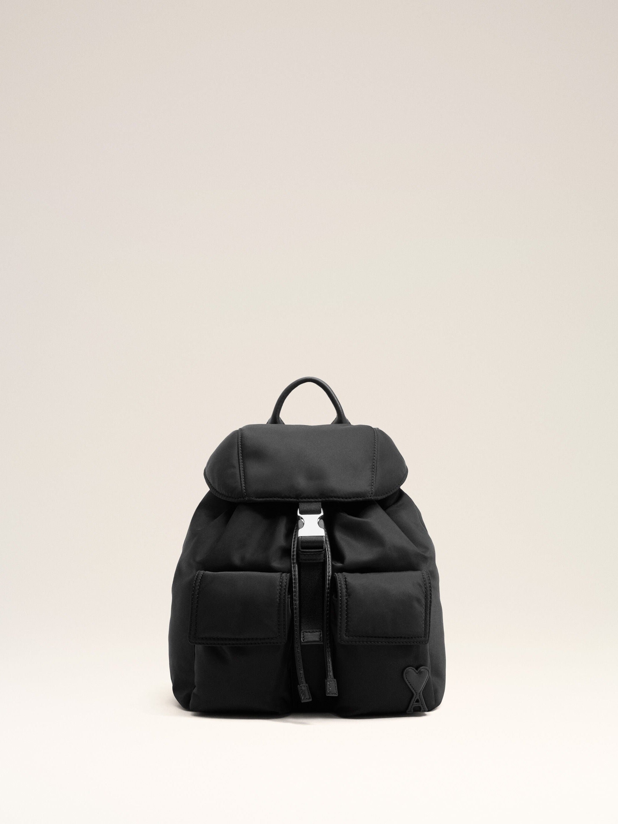 Petit sac à dos à rabat Marcel noir en nylon