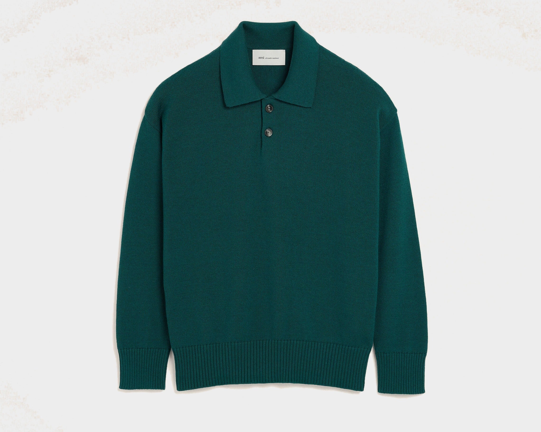 Polo Boxy Vert En Laine Et Coton