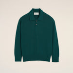 Polo Boxy Vert En Laine Et Coton