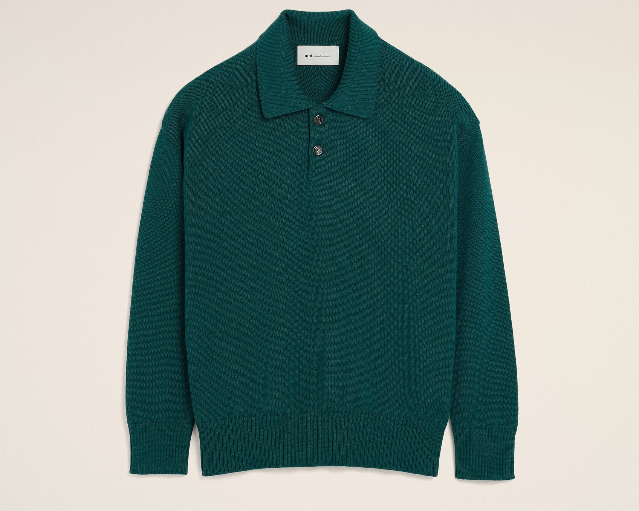 Polo Boxy Vert En Laine Et Coton