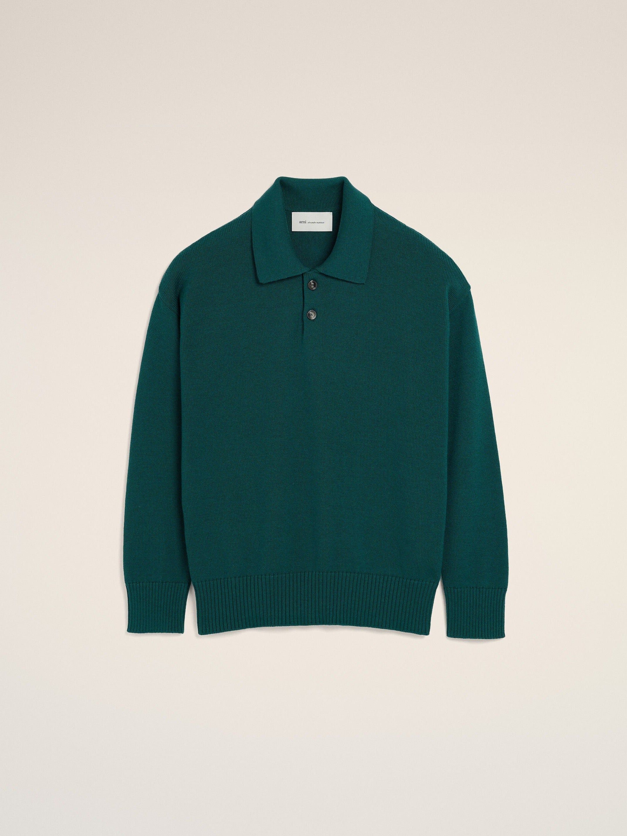 Polo Boxy Vert En Laine Et Coton
