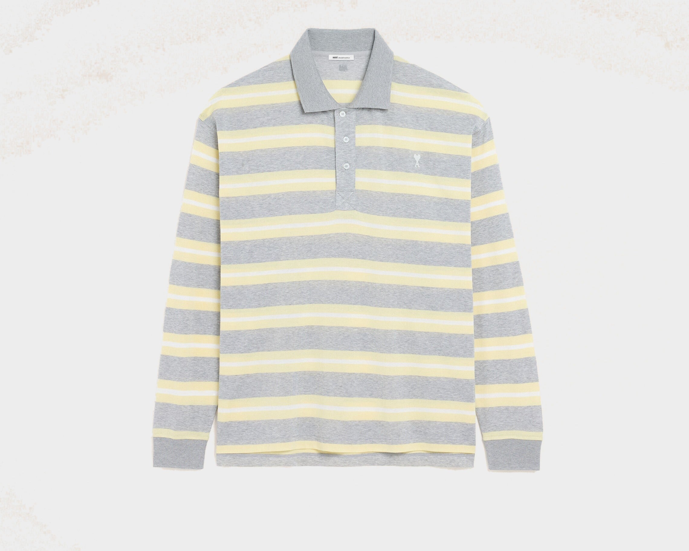 Polo Gris Et Jaune Rayé Ami De Coeur En Coton