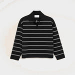 Polo noir à rayures en coton patch Ami