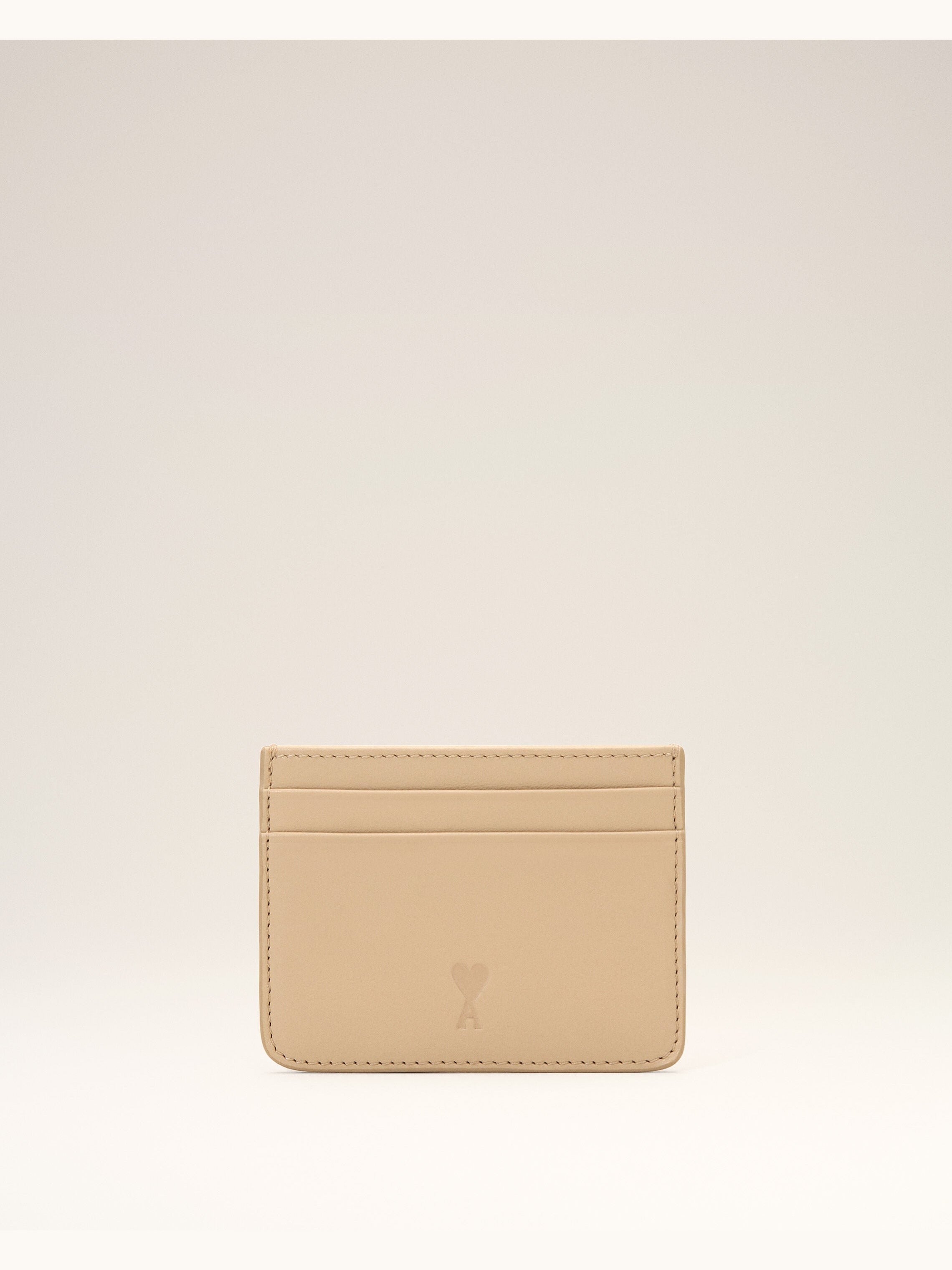 Porte-cartes beige en cuir de vachette Ami de Coeur
