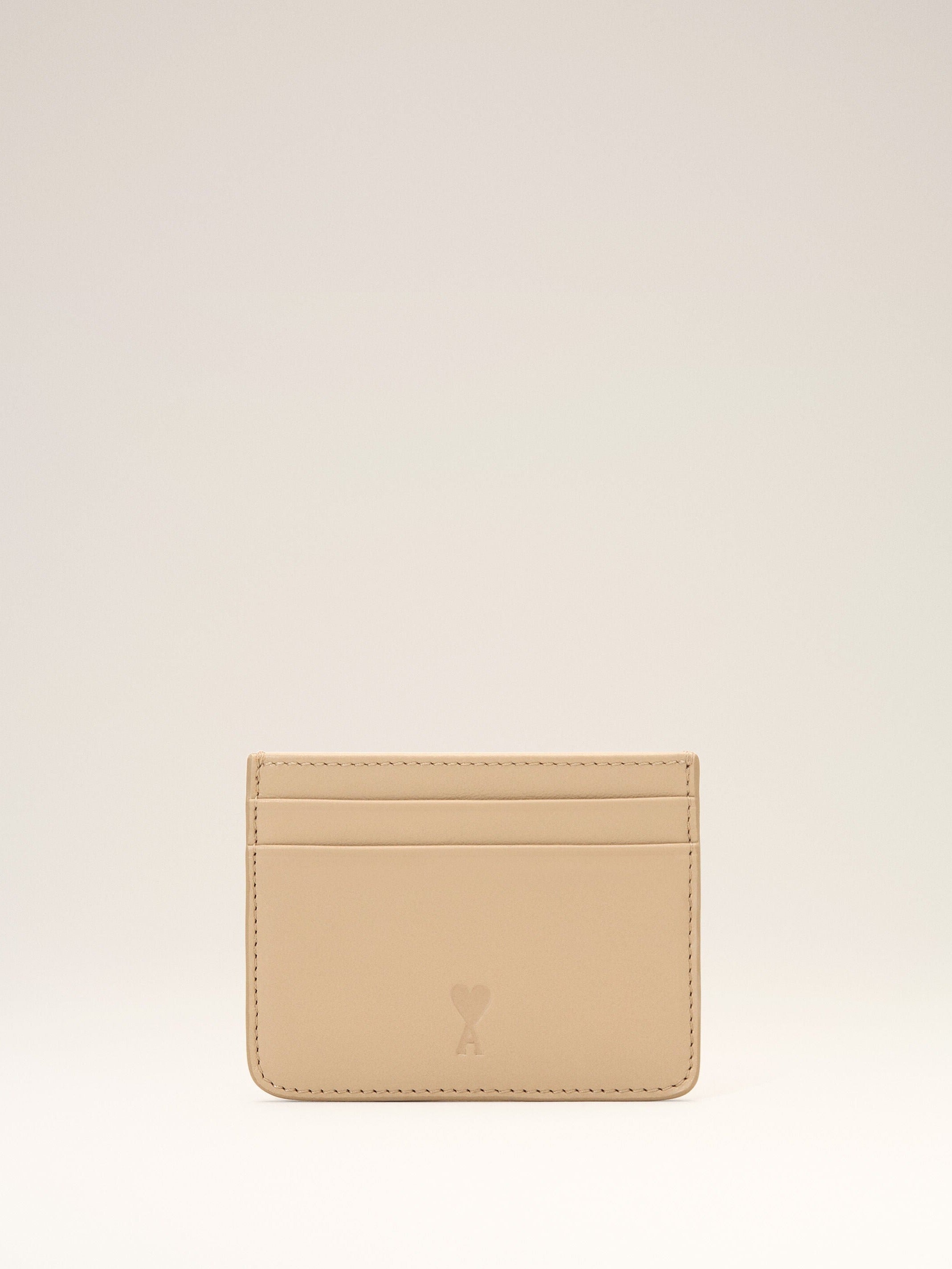 Porte-cartes beige en cuir de vachette Ami de Coeur