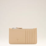 Porte-cartes zippé beige en cuir de vachette Ami de Coeur