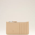 Porte-cartes zippé beige en cuir de vachette Ami de Coeur