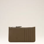 Porte-cartes zippé marron en cuir de vachette Ami de Coeur