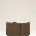 Porte-cartes zippé marron en cuir de vachette Ami de Coeur
