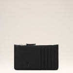 Porte-cartes zippé noir en cuir de vachette Ami de Coeur