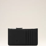 Porte-cartes zippé noir en cuir de vachette Ami de Coeur