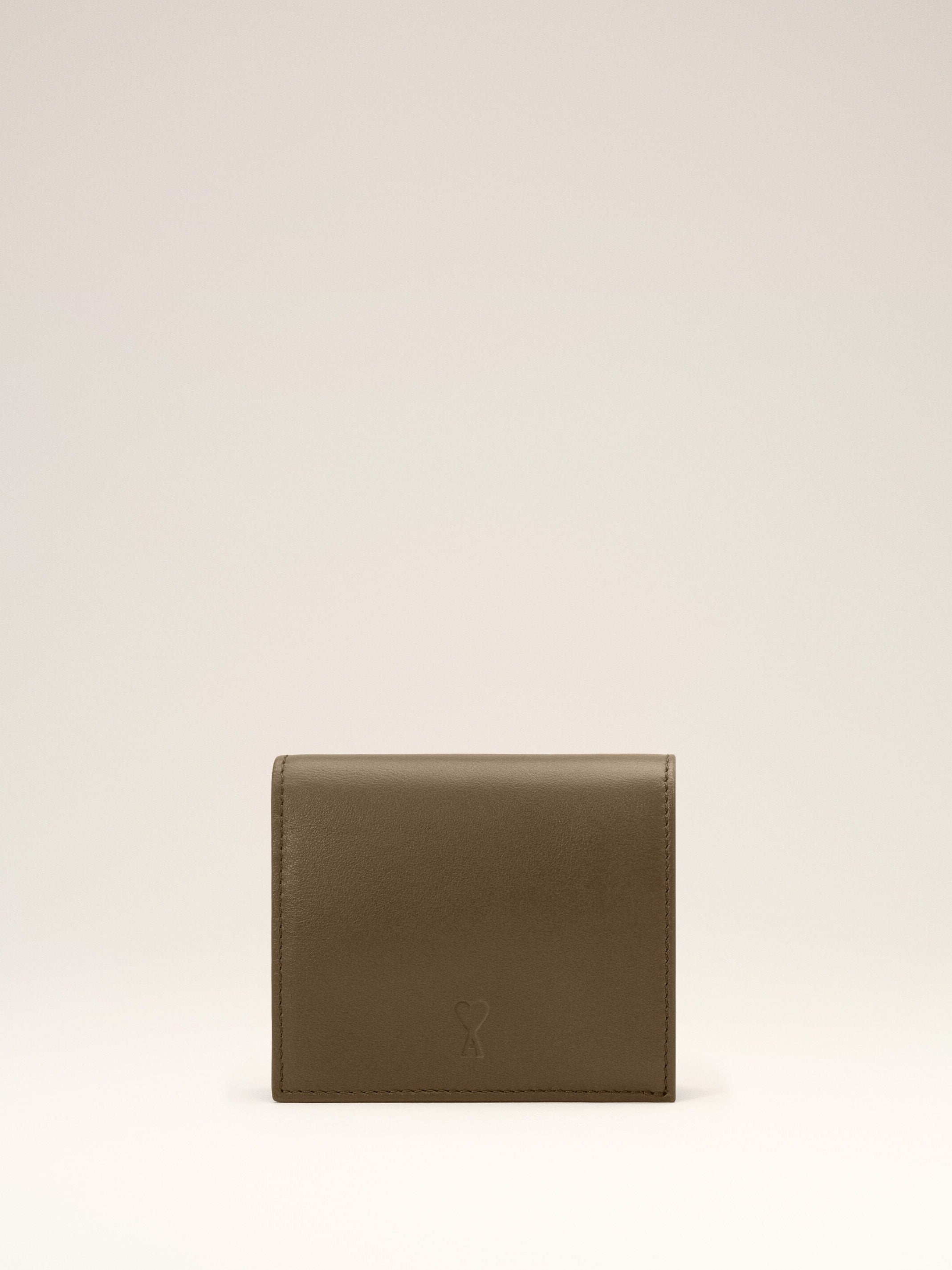 Portefeuille à double volet marron en cuir de vachette Ami de Coeur