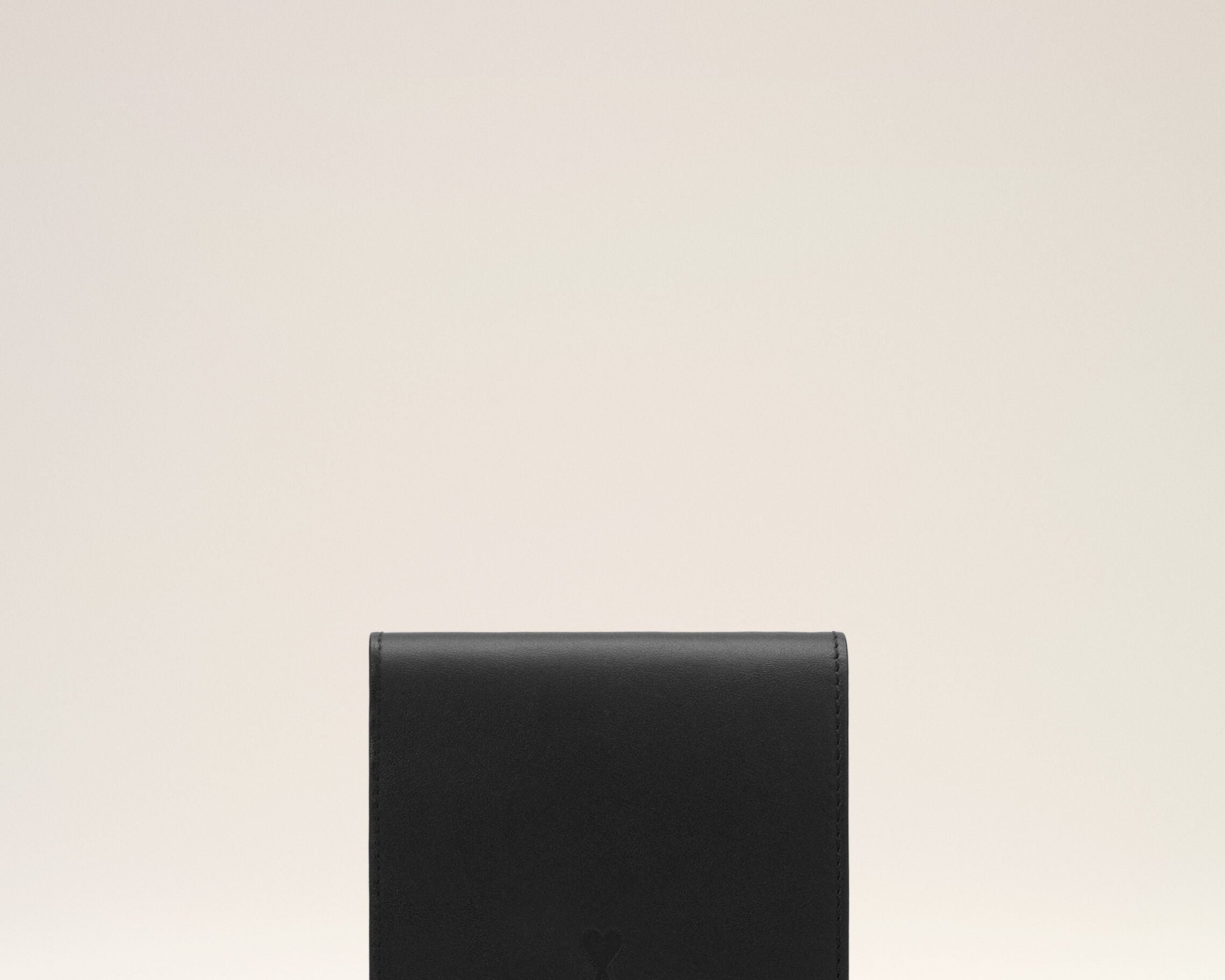 Portefeuille à double volet noir en cuir de vachette Ami de Coeur