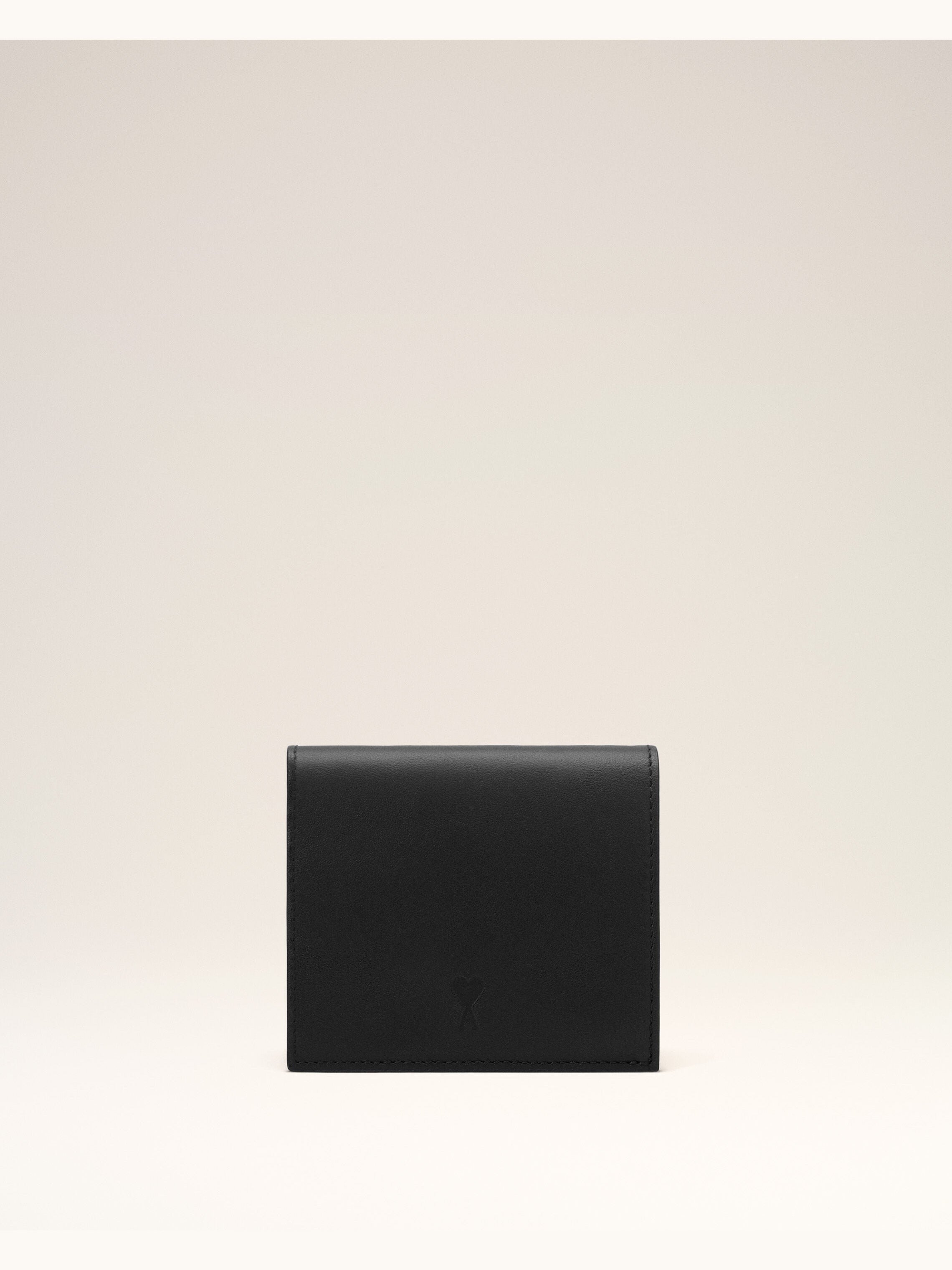 Portefeuille à double volet noir en cuir de vachette Ami de Coeur