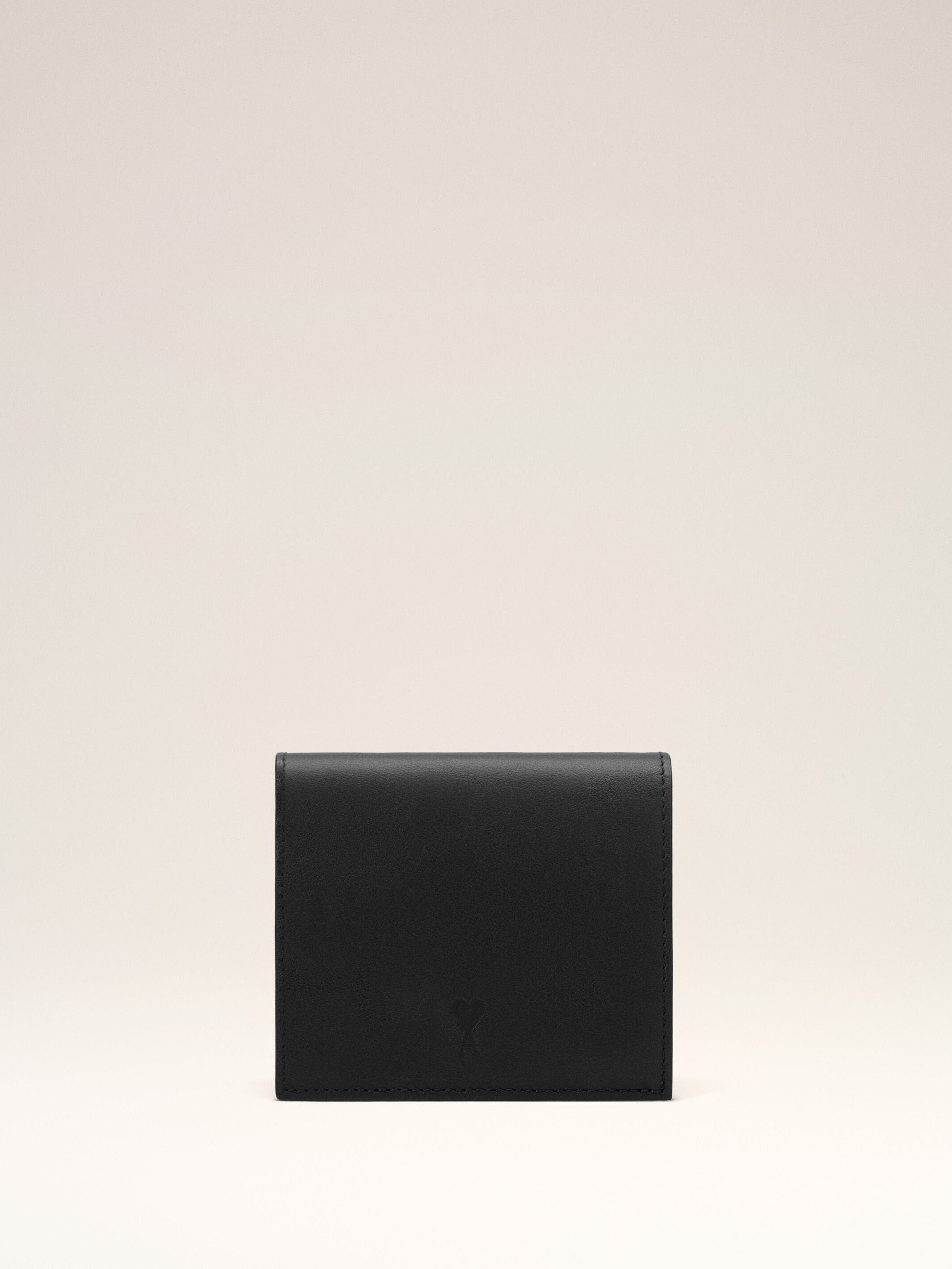 Portefeuille à double volet noir en cuir de vachette Ami de Coeur