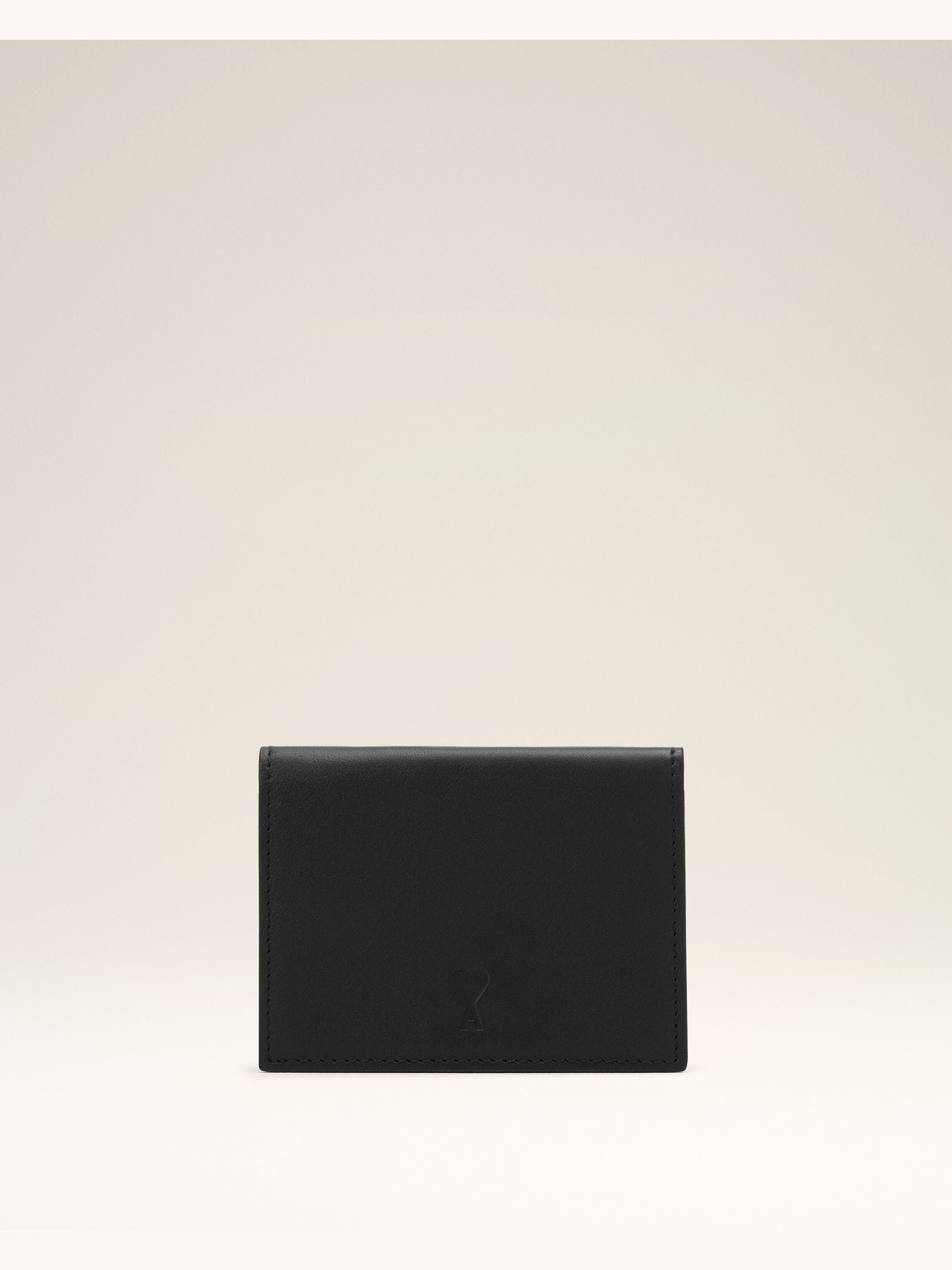 Portefeuille à triple volet noir en cuir de vachette Ami de Coeur
