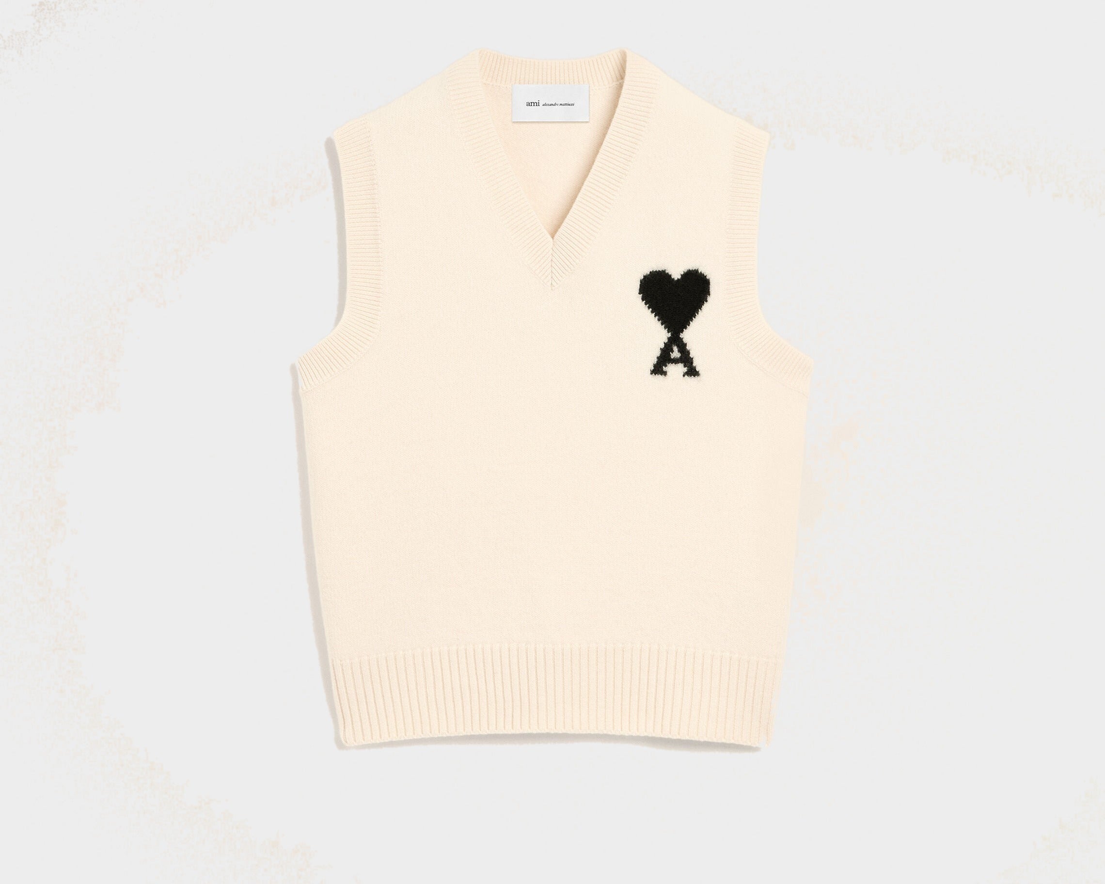 Pull blanc en laine sans manches Ami de Coeur