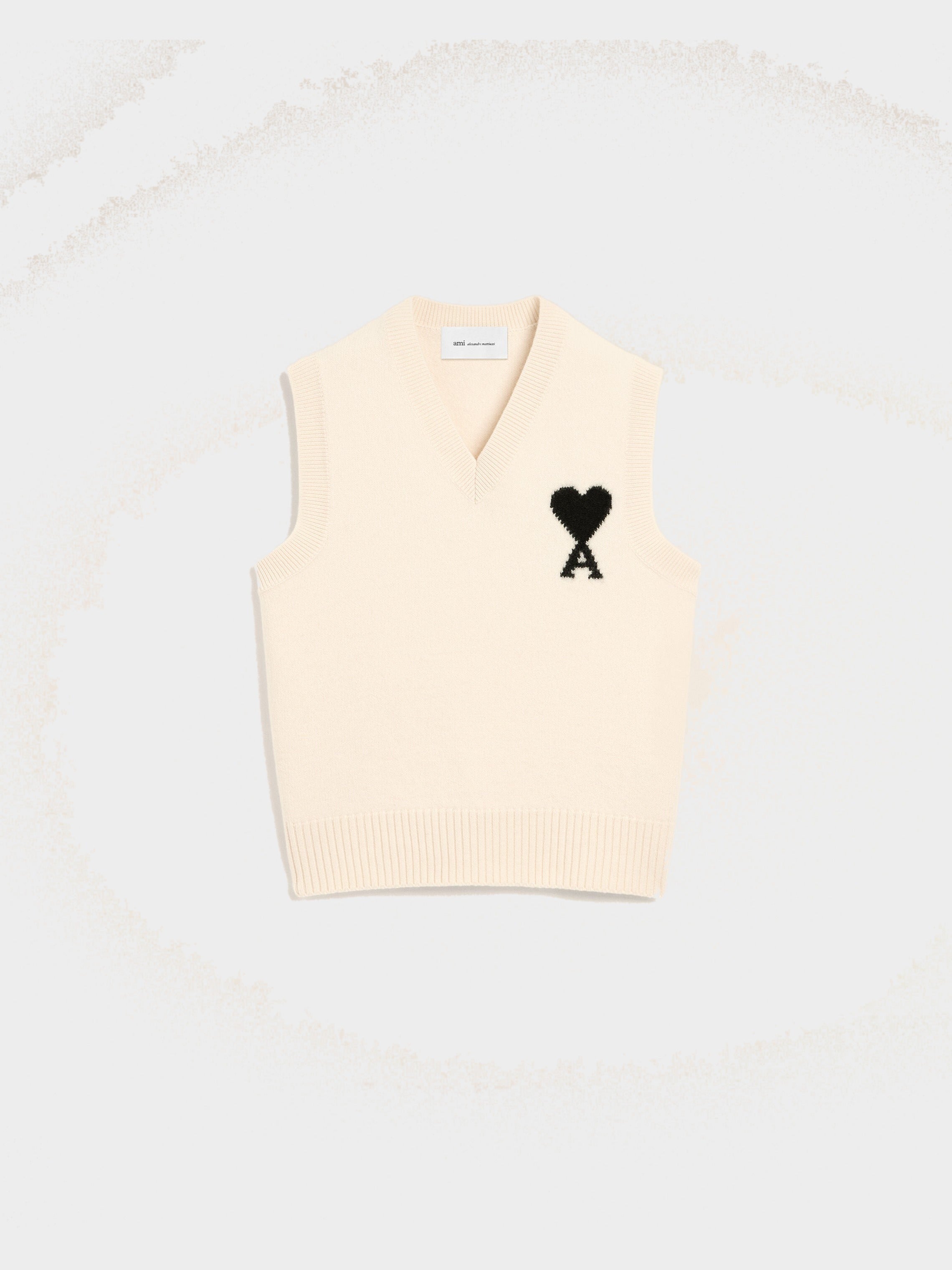Pull blanc en laine sans manches Ami de Coeur