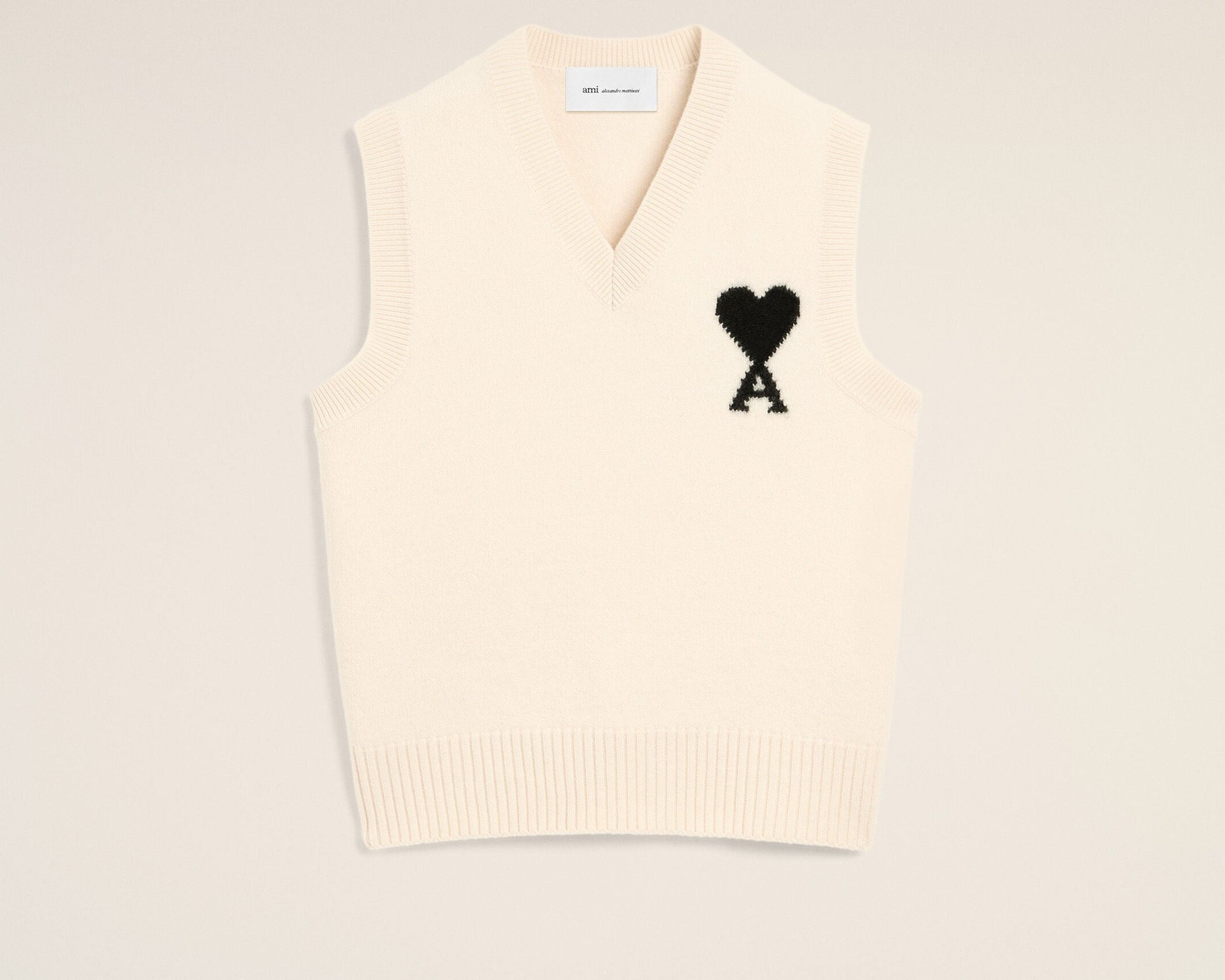 Pull blanc en laine sans manches Ami de Coeur
