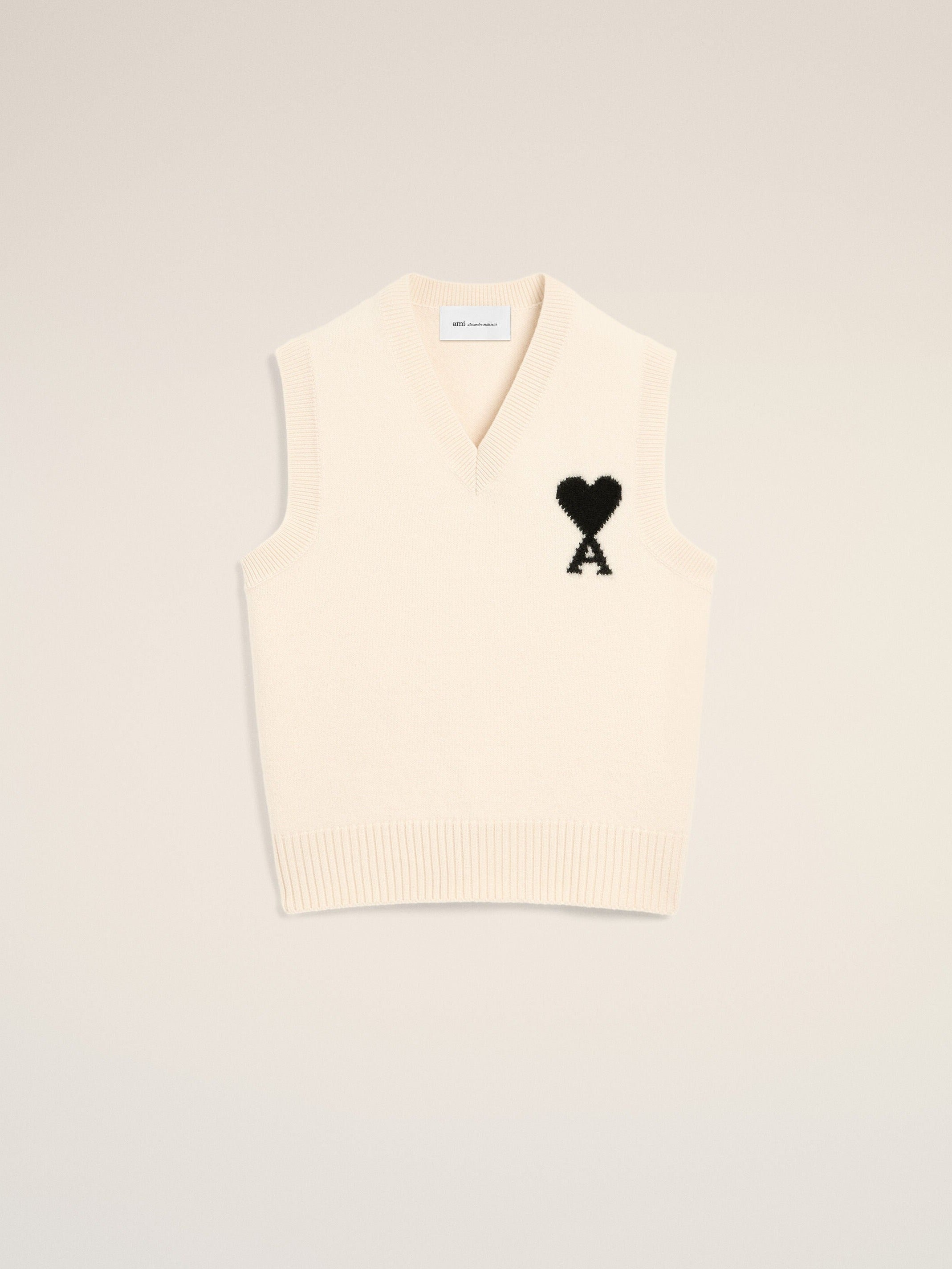 Pull blanc en laine sans manches Ami de Coeur