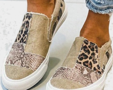 Quinny  | Ležérní plátěné boty s leopardím potiskem