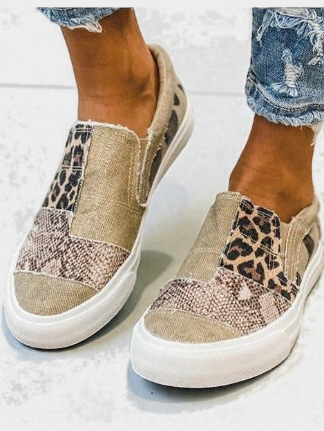 Quinny  | Ležérní plátěné boty s leopardím potiskem