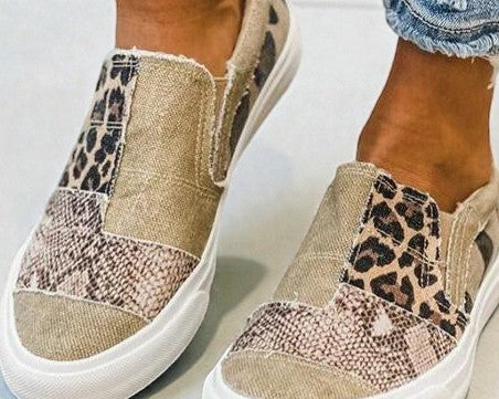 Quinny  | Ležérní plátěné boty s leopardím potiskem