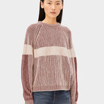 RIPPSTRICKPULLOVER MIT KUNSTWERK | velvet red-oatmilk-honey melange