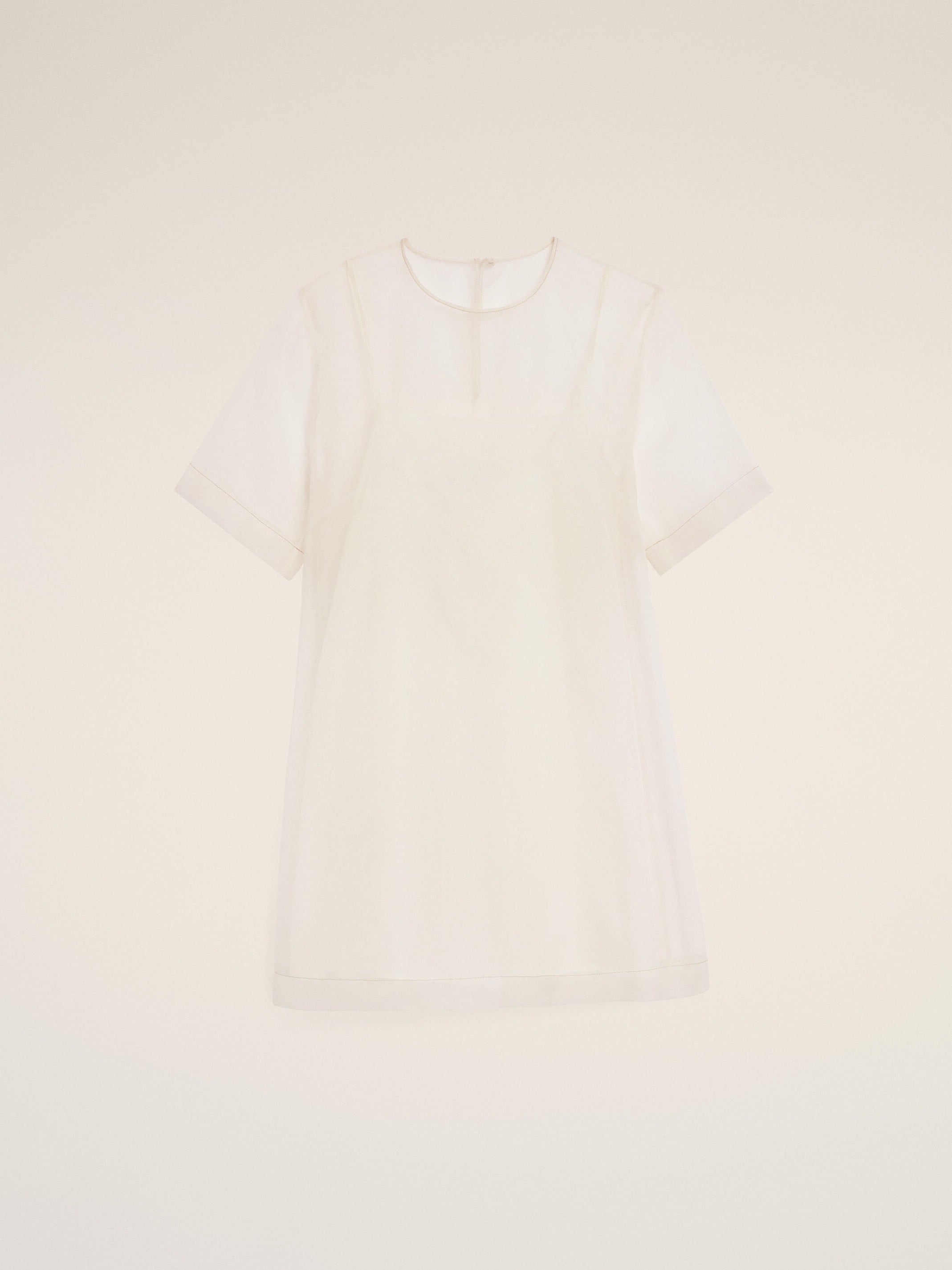 Robe Courte Blanche Trapèze en Soie