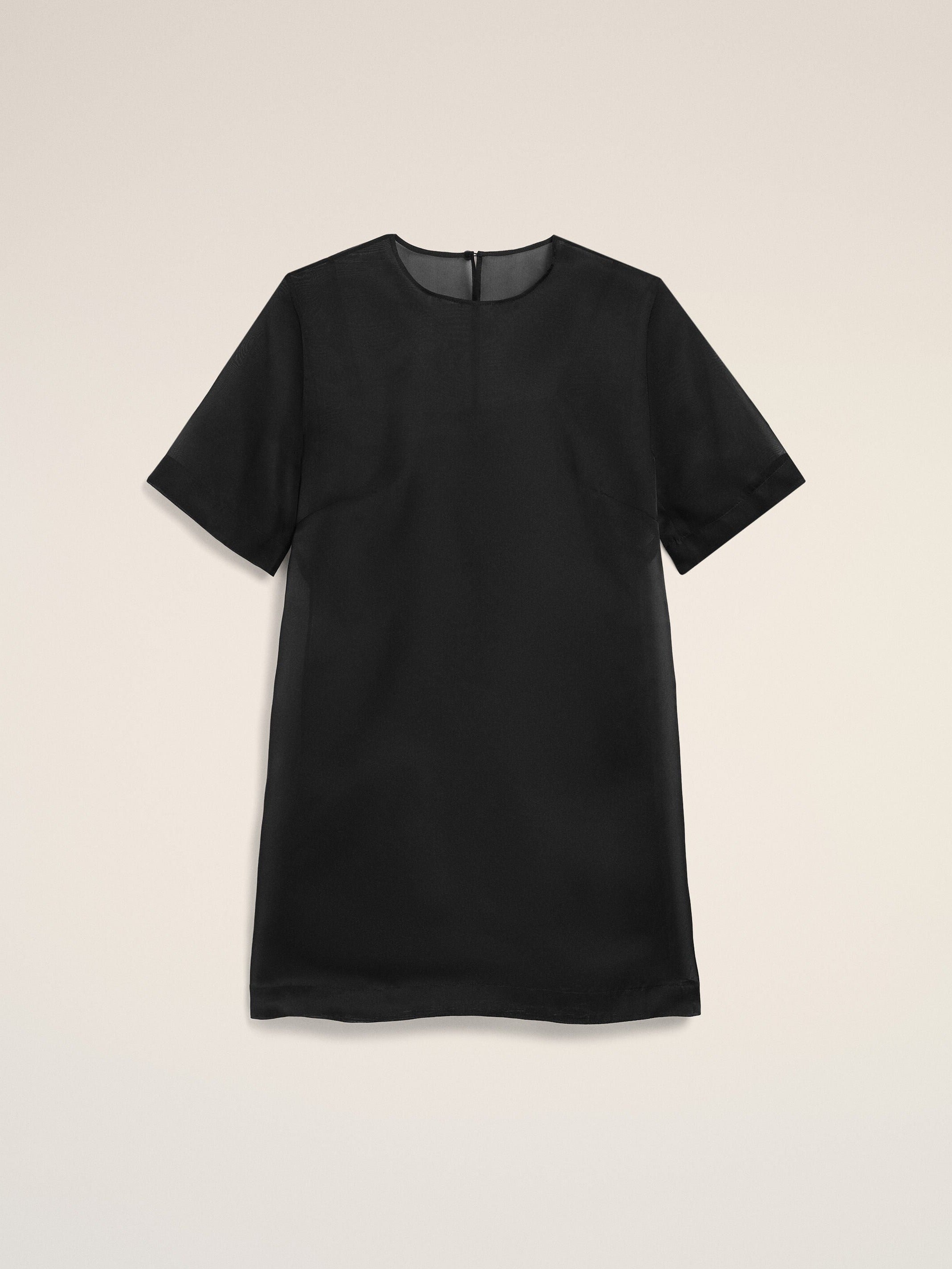 Robe Courte Noire Trapèze en Soie