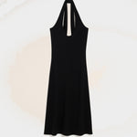 Robe midi dos nu noire en jersey