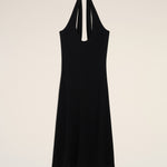 Robe midi dos nu noire en jersey