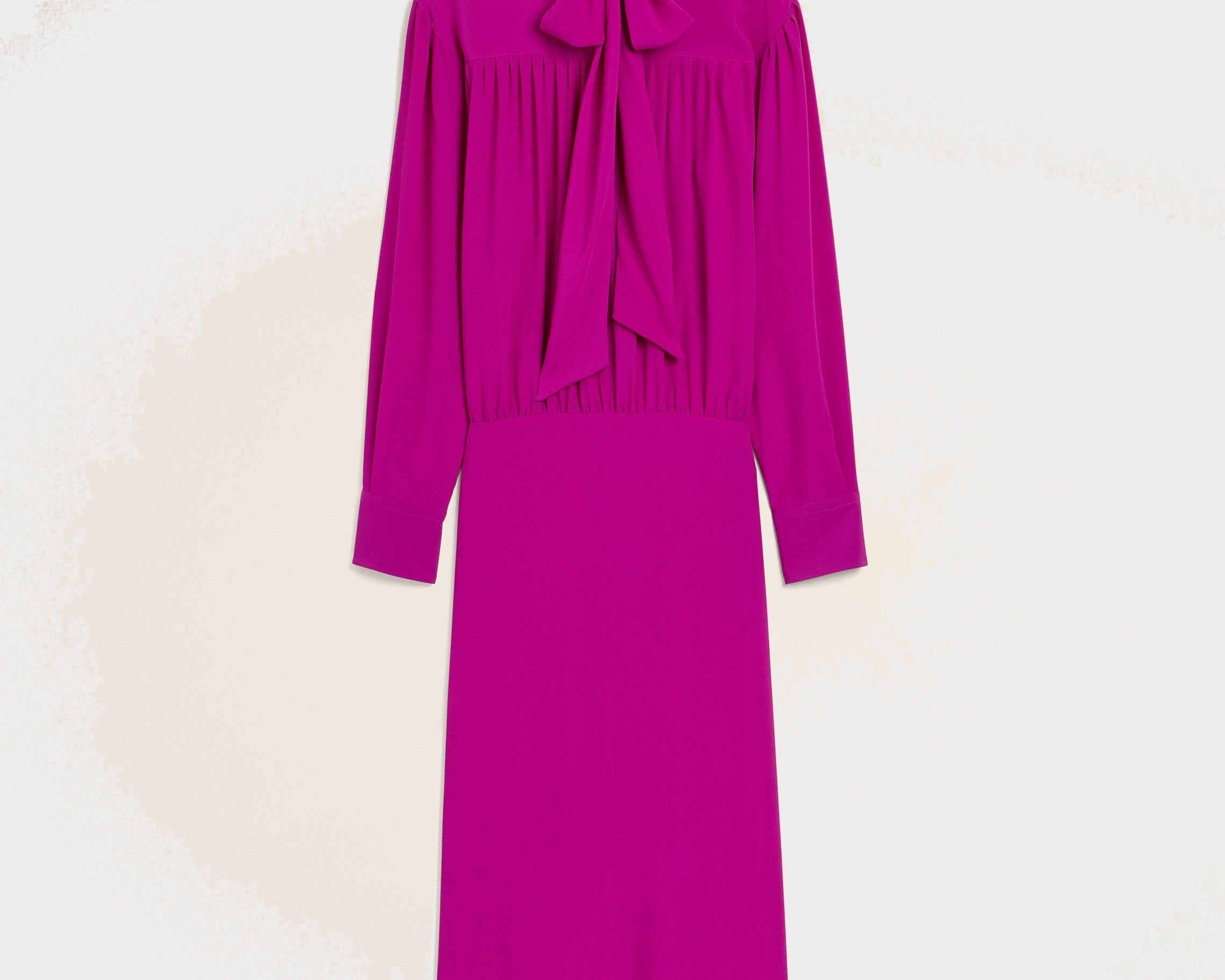 Robe midi violette en soie mélangée à lavallière