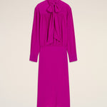 Robe midi violette en soie mélangée à lavallière