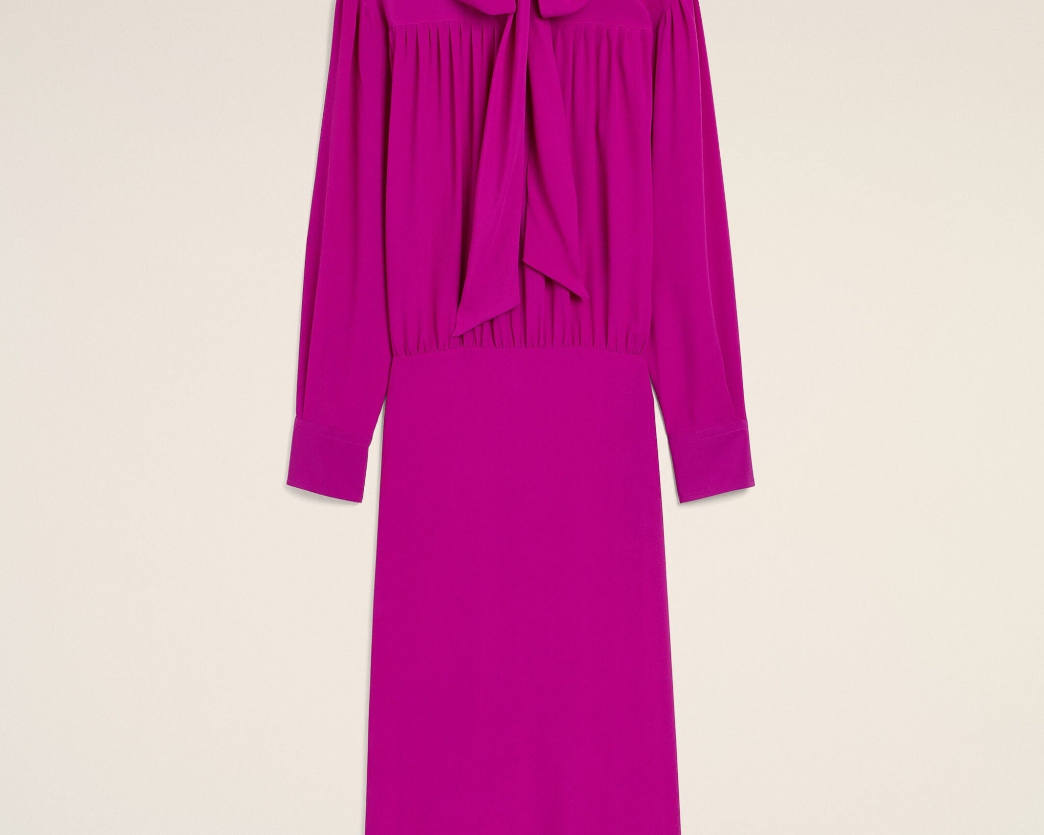 Robe midi violette en soie mélangée à lavallière