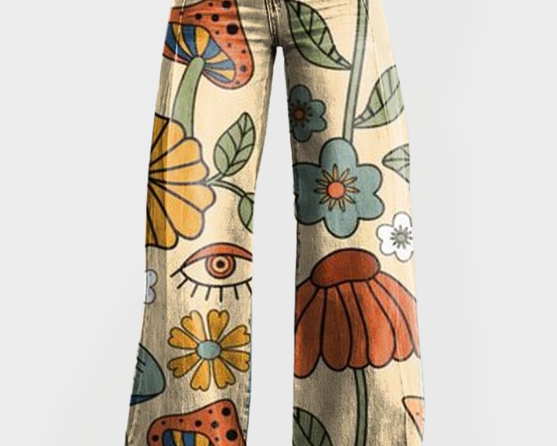 Sára Elegantní Jeans Amplios Retrostylový Květinové