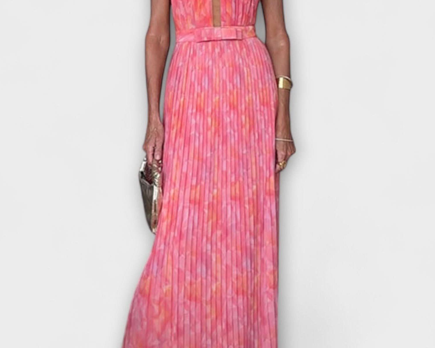 Seraphina - Elegantní Maxi Šaty s Halter Krkem a V Výstřihem