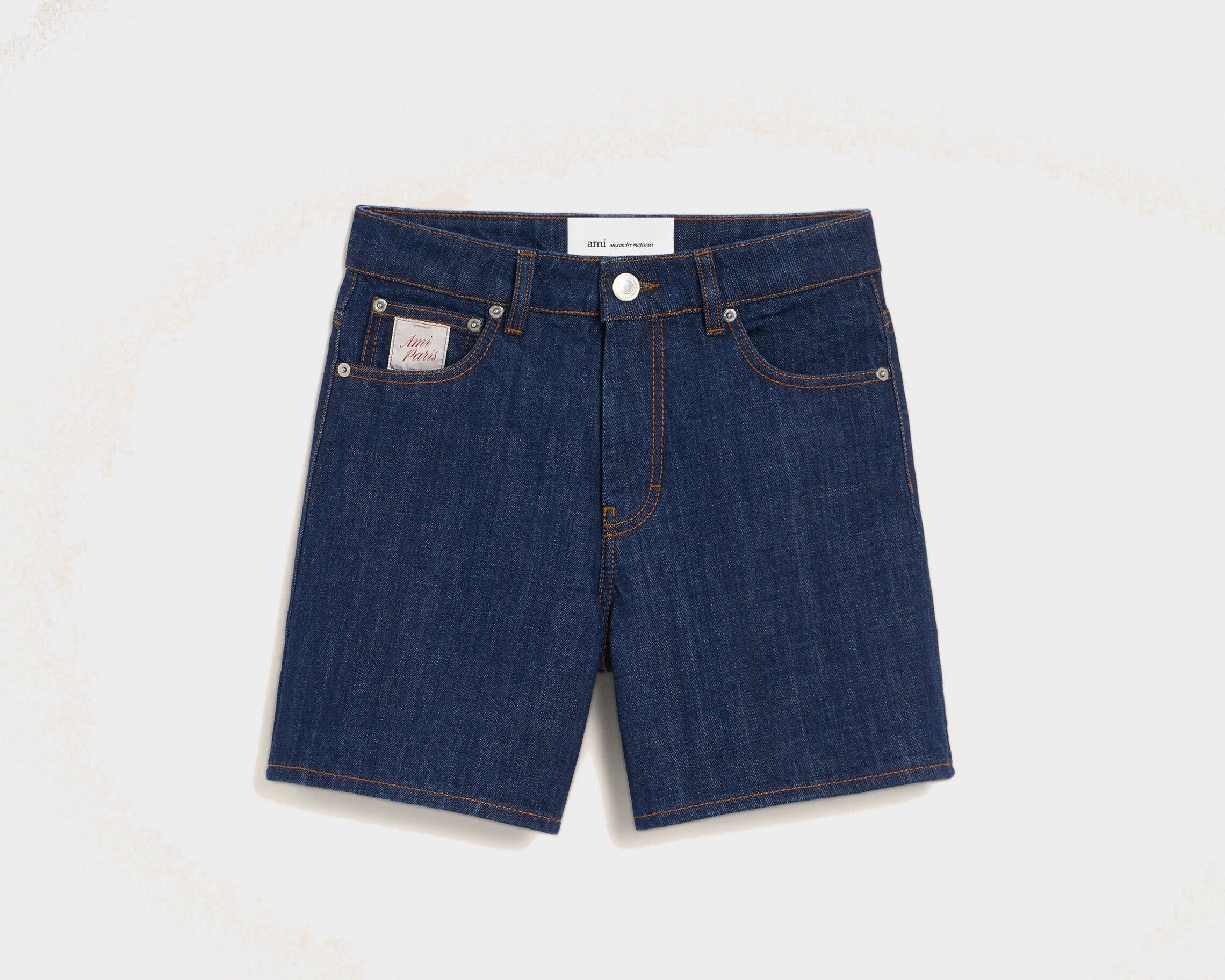 Short Bleu Empiècement Héritage Ami Paris en Coton