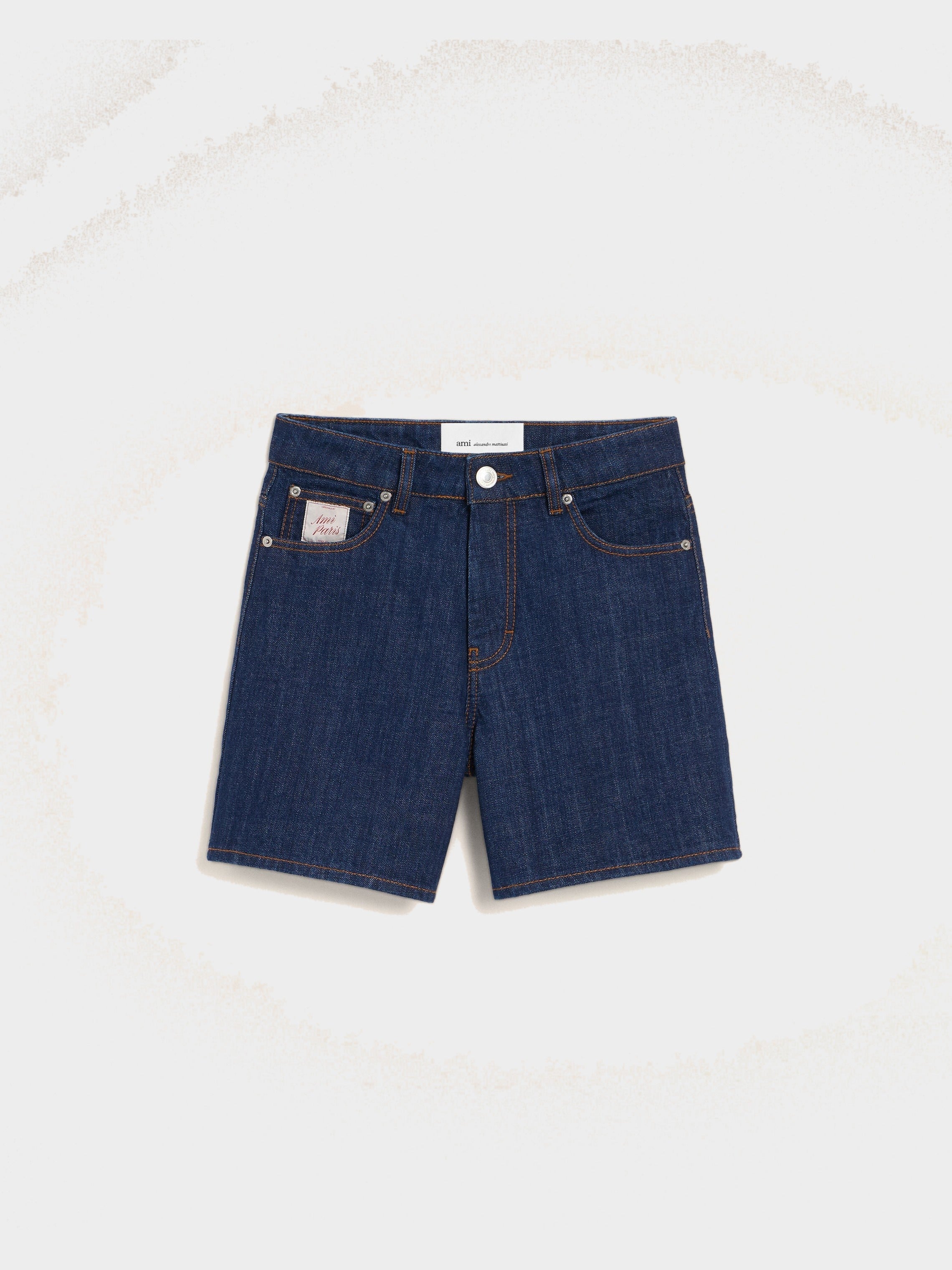 Short Bleu Empiècement Héritage Ami Paris en Coton