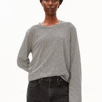 SLUB JERSEY GESTREIFTES LANGARMSHIRT | black-oatmilk