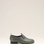 Souliers plats gris en cuir de veau
