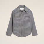 Surchemise rayée bleue en coton col requin